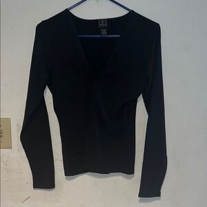 INC International Concepts Women's Black V-Neck Blouse